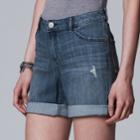 Women's Simply Vera Vera Wang Cuffed Jean Shorts, Size: 14, Blue