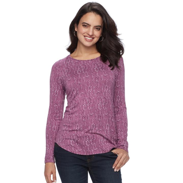 Petite Apt. 9&reg; Essential Crewneck Jersey Tee, Women's, Size: Xl Petite, Med Purple