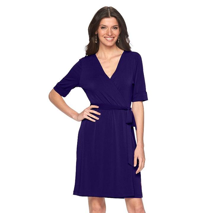 Women's Apt. 9&reg; Faux-wrap Dress, Size: Large, Drk Purple
