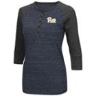 Women's Campus Heritage Pitt Panthers 3/4-sleeve Henley Tee, Size: Medium, Blue (navy)