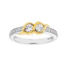 Two Tone 10k Gold 1/2 Carat T.w. Diamond 2-stone Ring, Women's, Size: 7, White