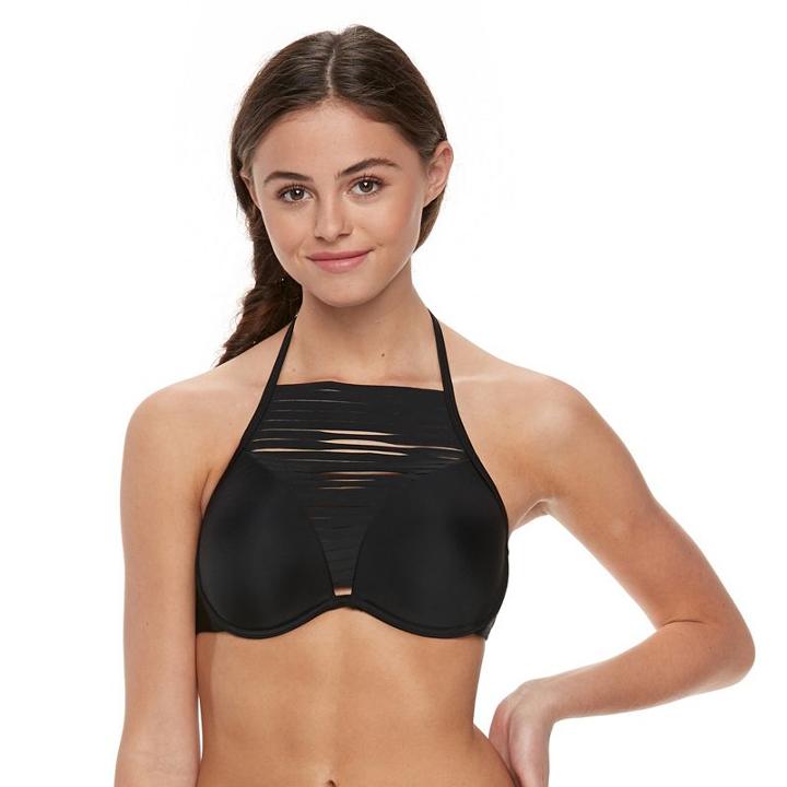 Mix And Match High-neck Push-up Halter Bikini Top, Size: M-l, Black