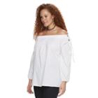 Plus Size Rock & Republic&reg; Off-the-shoulder Lace Up Top, Women's, Size: 2xl, White