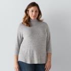 Plus Size Sonoma Goods For Life&trade; Marled Mockneck Tee, Women's, Size: 3xl, Silver
