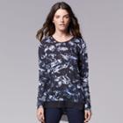 Women's Simply Vera Vera Wang Crinkle Printed Tee, Size: Large, Dark Grey