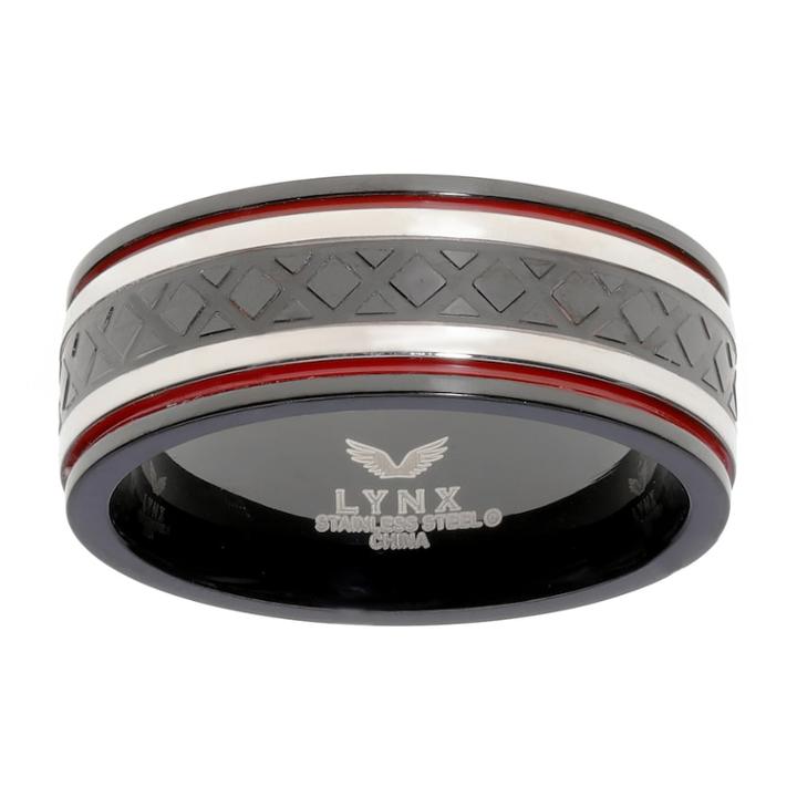 Lynx Men's Iron Plated Stainless Steel Textured Ring, Size: 10, Multicolor