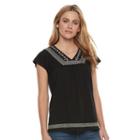 Women's Sonoma Goods For Life&trade; Embroidered Dolman Tee, Size: Medium, Black
