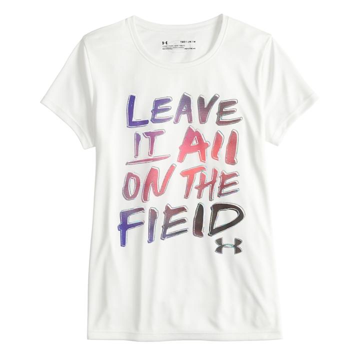 Girls 7-16 Under Armour Leave It All On The Field Short Sleeve Tee, Size: Large, White