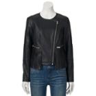 Juniors' Coffee Shop Fringed Faux-leather Moto Jacket, Girl's, Size: Xl, Black