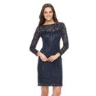Women's Onyx Nite Sequin Lace Sheath Dress, Size: 12, Blue (navy)
