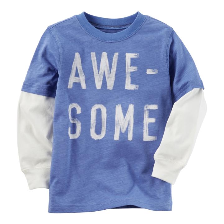 Toddler Boy Carter's Awesome Mock Layer Slubbed Tee, Size: 4t, Med Blue