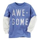Toddler Boy Carter's Awesome Mock Layer Slubbed Tee, Size: 4t, Med Blue