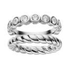 Cubic Zirconia Silver-plated Twisted Ring Set, Women's, White