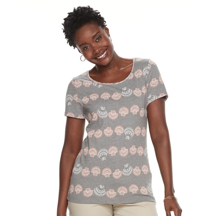 Women's Croft & Barrow&reg;graphic Tee, Size: Xs, Light Grey