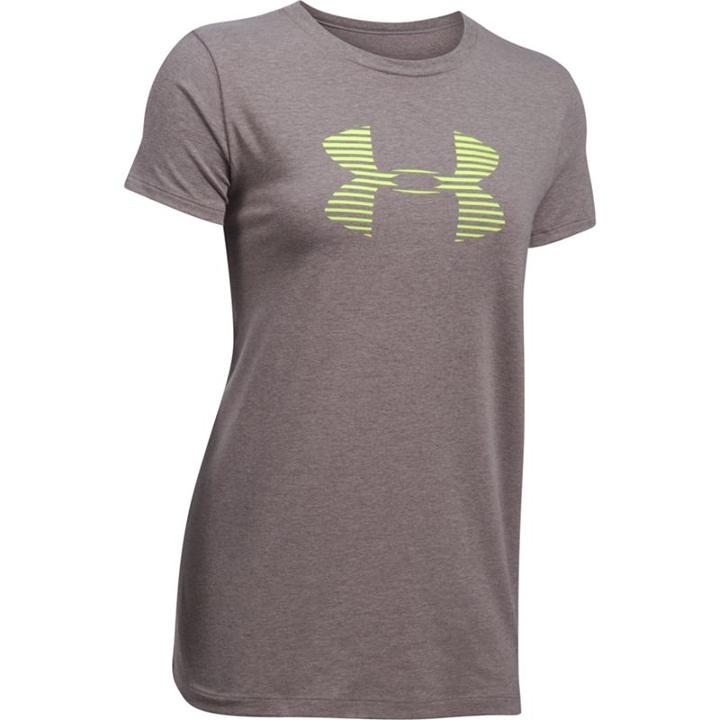 Women's Under Armour Stripe Big Logo Graphic Tee, Size: Medium, Grey Other