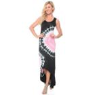 Women's White Mark Tie-dye High-low Maxi Dress, Size: Medium, Black