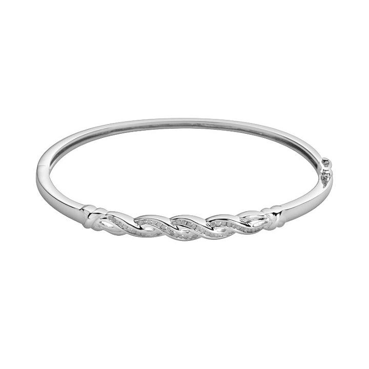 Sterling Silver 1/4-ct. T.w. Diamond Infinity Bangle Bracelet, Women's, White