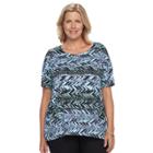 Plus Size Dana Buchman Dolman Mixed-media Top, Women's, Size: 1xl, Brt Blue
