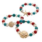 Starfish, Seashell & Sand Dollar Beaded Stretch Bracelet Set, Women's, Multicolor