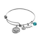 Love This Life Reconstituted Turquoise Stainless Steel And Silver-plated Usa Heart Charm Bangle Bracelet, Grey