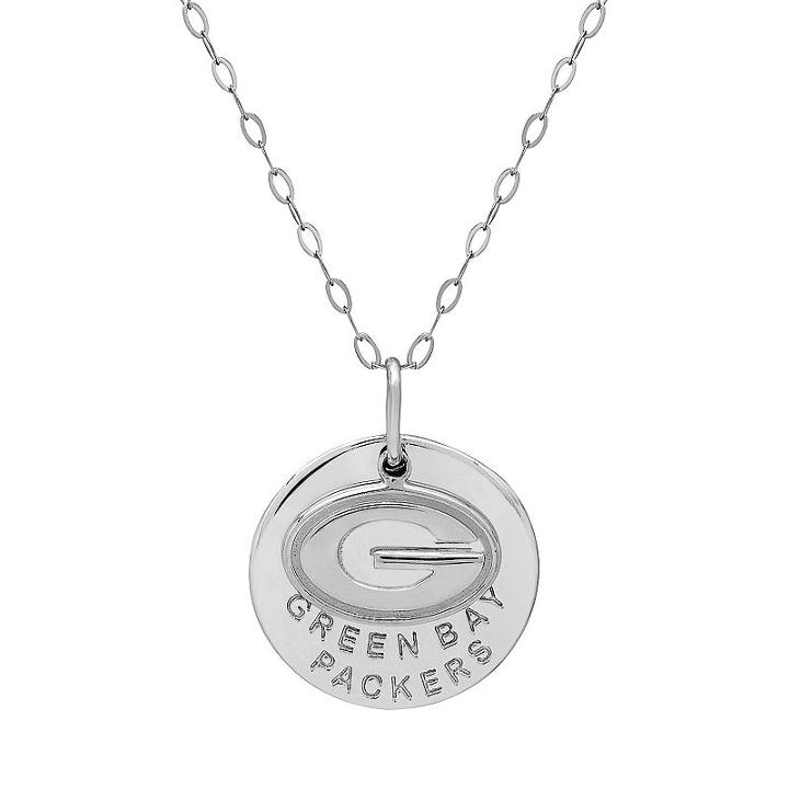 Green Bay Packers Sterling Silver Team Logo Pendant Necklace, Women's, Size: 17