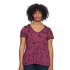 Plus Size Rock & Republic&reg; Tie-dye Cold Shoulder Tee, Women's, Size: 3xl, Med Purple