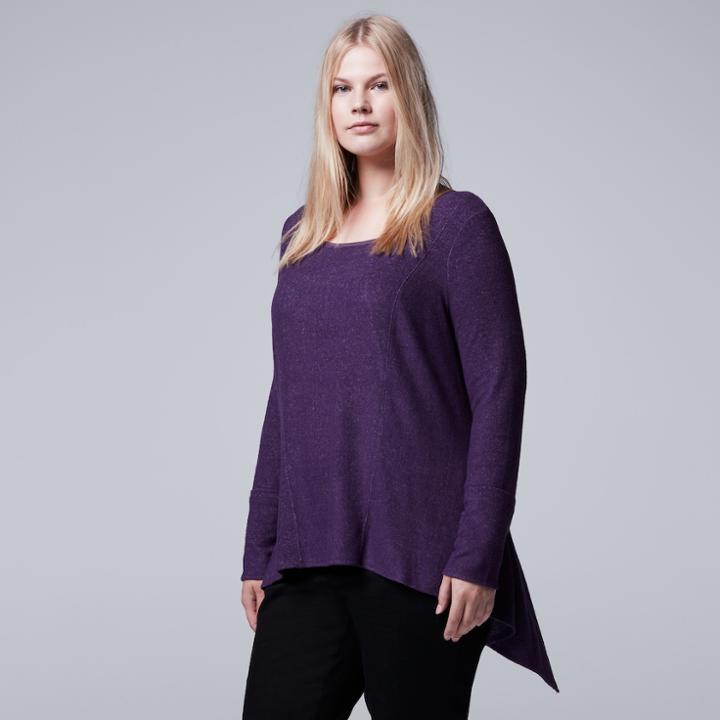Plus Size Simply Vera Vera Wang High-low Top, Women's, Size: 3xl, Purple