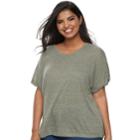 Plus Size Juniors' Plus Mudd&reg; Boxy Roll-cuff Tee, Teens, Size: 1xl, Med Green