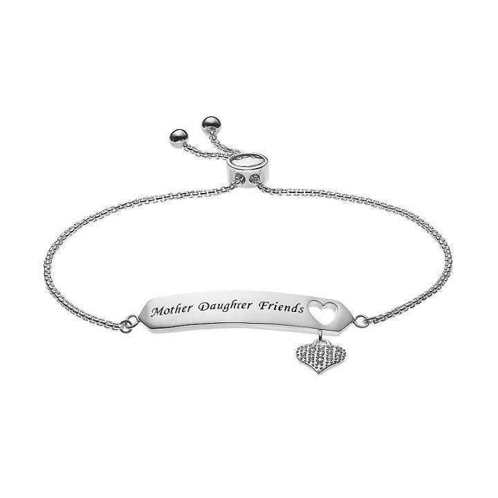 Silver Expressions By Larocks Mother Daughter Friends Lariat Bracelet, Women's, White