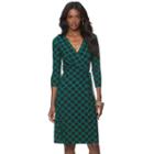 Women's Chaps Geometric Faux-wrap Dress, Size: Large, Blue (navy)