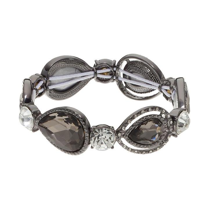 Jet Teardrop & Simulated Crystal Stretch Bracelet, Women's, Oxford