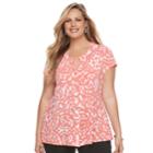 Plus Size Dana Buchman Printed Peplum Shirt, Women's, Size: 1xl, Light Pink