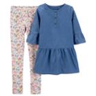 Girls 4-7 Carter's Chambray Tunic & Butterfly Leggings Set, Size: 6-6x, Blue