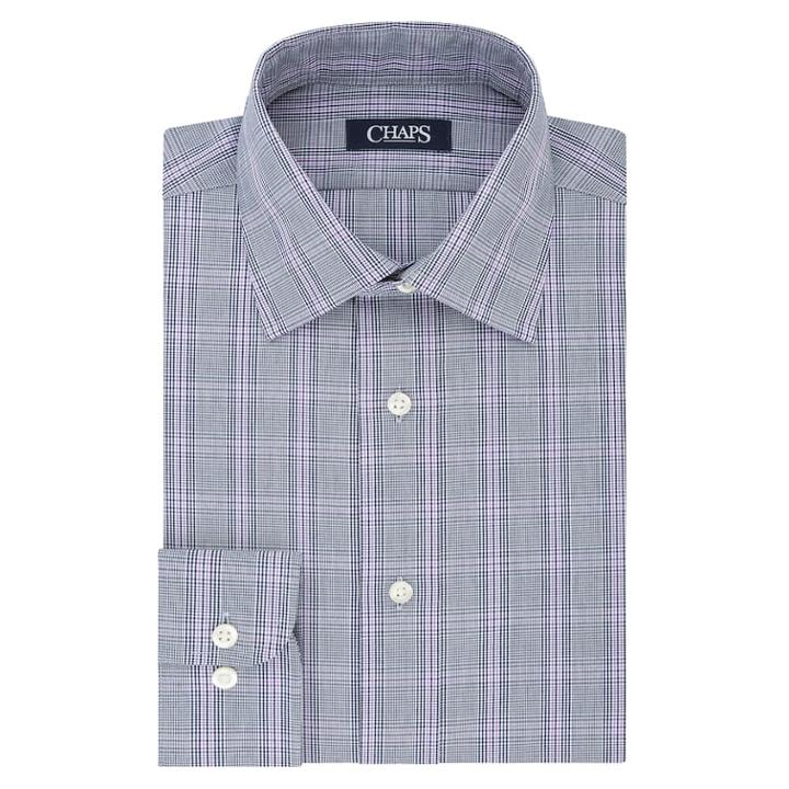 Men's Chaps Slim-fit No-iron Stretch-collar Dress Shirt, Size: 15-34/35, Blackwatch Plaid