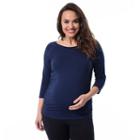 Plus Size Maternity Pip & Vine By Rosie Pope Ruched Raglan Tee, Women's, Size: 3x-mat, Blue (navy)