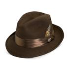 Men's Stacy Adams Wool Felt Fedora With Feather, Size: Xxl, Brown