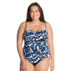 Plus Size Great Lengths D-cup Ruched One-piece Swimsuit, Women's, Size: 18, Blue