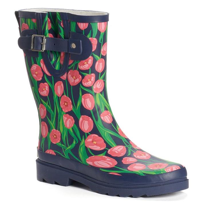 Western Chief Women's Graphic Print Water-resistant Rain Boots, Size: 7, Med Blue