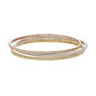 Diamond Splendor 18k Gold Over Silver & Sterling Silver Bangle Bracelet Set, Women's, White