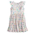 Girls 4-10 Jumping Beans&reg; Pom-pom Ruffle Trim Patterned Flutter Dress, Size: 6, Natural
