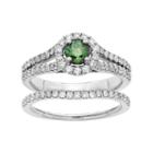 Igl Certified Green & White Diamond Halo Engagement Ring Set In 14k White Gold (1 Carat T.w.), Women's, Size: 6