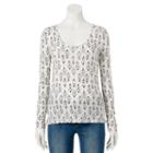 Juniors' Mudd&reg; Print Long-sleeve Tee, Girl's, Size: Large, White Oth