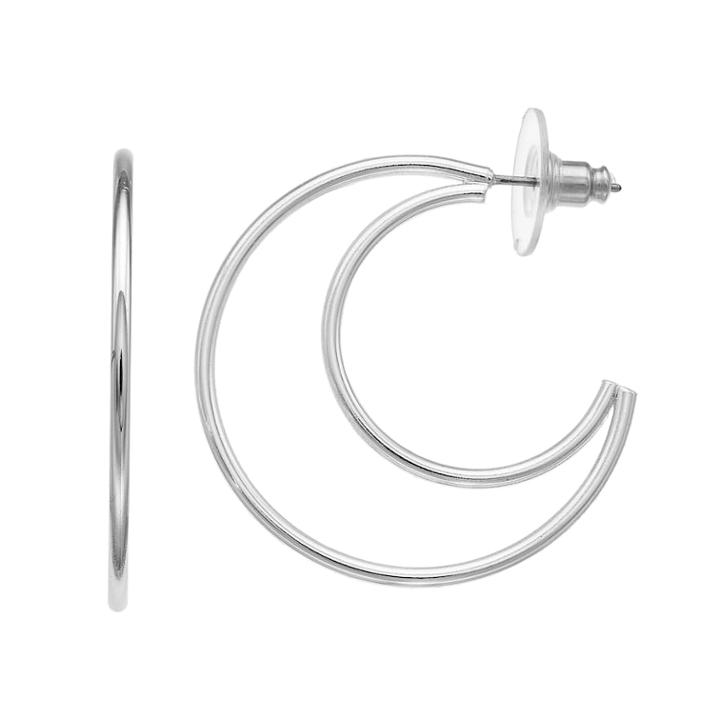 Napier Open Crescent Nickel Free C-hoop Earrings, Women's, Silver