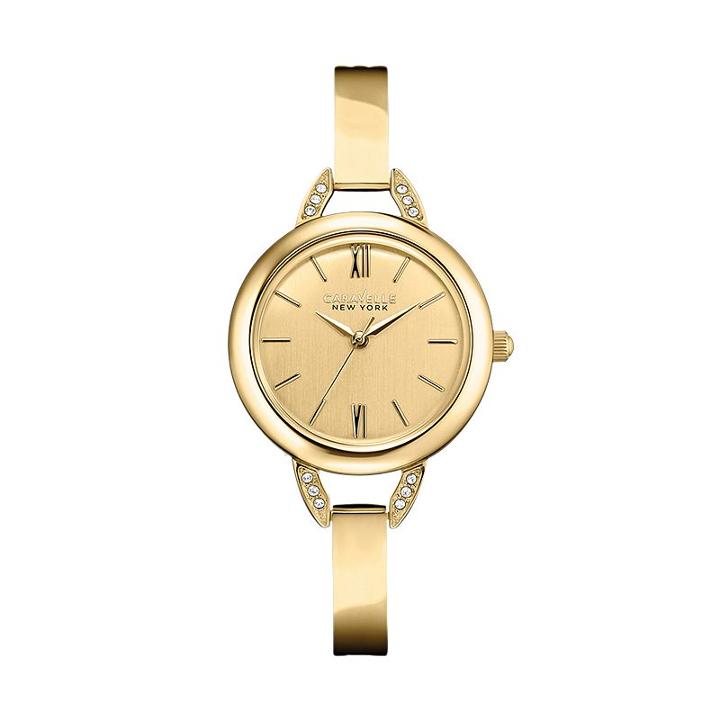 Caravelle New York By Bulova Women's Crystal Bangle Watch, Yellow
