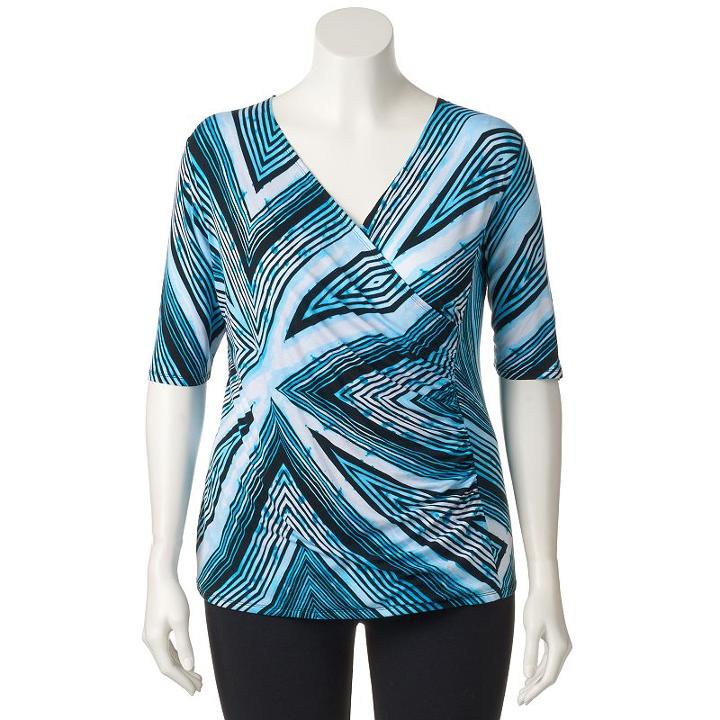 Plus Size Dana Buchman Faux-wrap Top, Women's, Size: 1xl, Turquoise/blue (turq/aqua)