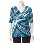 Plus Size Dana Buchman Faux-wrap Top, Women's, Size: 1xl, Turquoise/blue (turq/aqua)