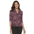 Petite Dana Buchman Roll-tab Camp Shirt, Women's, Size: Xl Petite, Pink