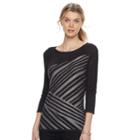 Women's Dana Buchman Striped Boatneck Top, Size: Xl, Grey