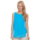 Women's Dana Buchman Slit Overlay Tank, Size: Small, Blue (navy)