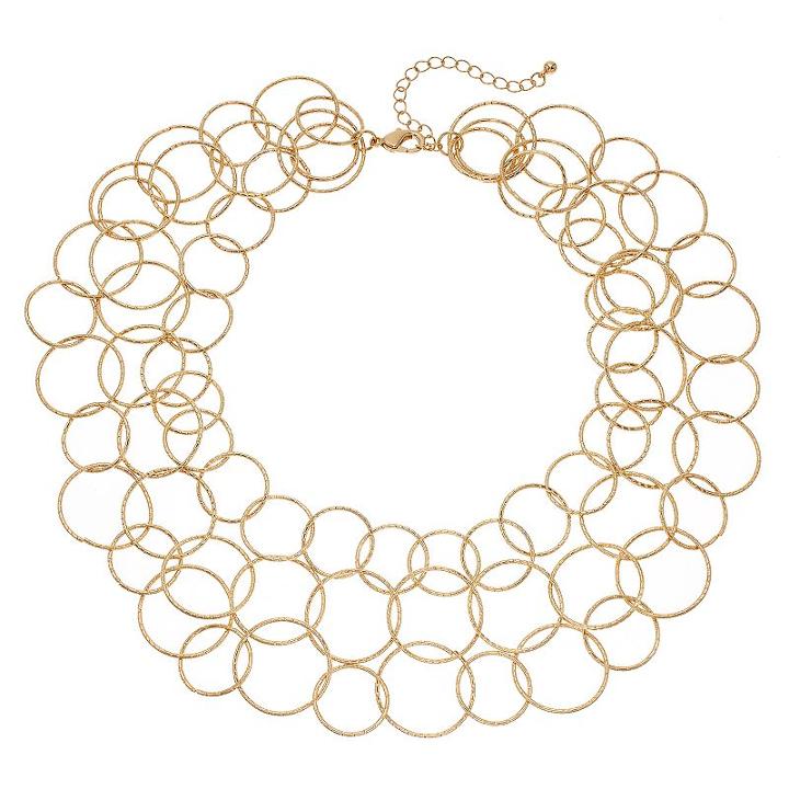 Circle Link Multi Strand Necklace, Women's, Gold
